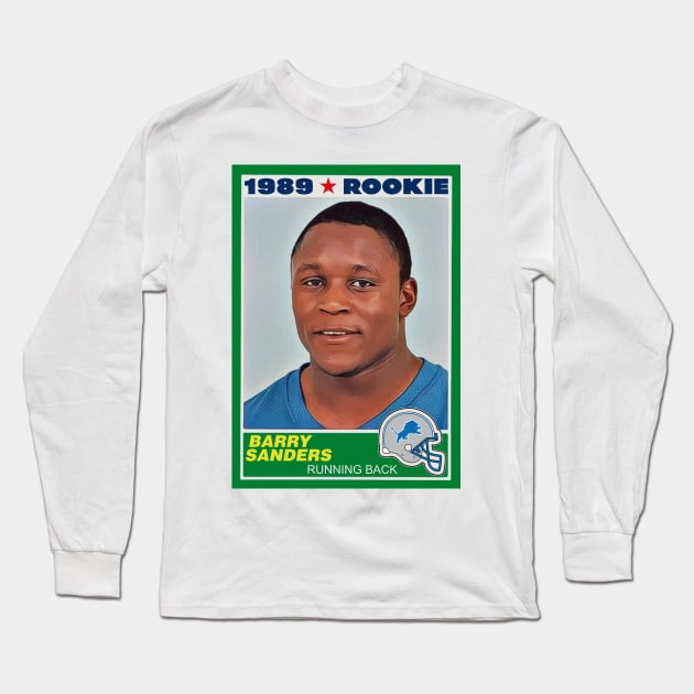 Retro Barry Sanders Rookie Card Long Sleeve T-Shirt by darklordpug